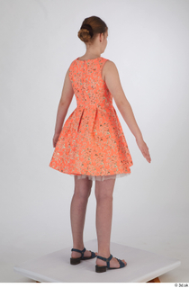 Selin drape dressed orange short dress standing whole body 0006.jpg